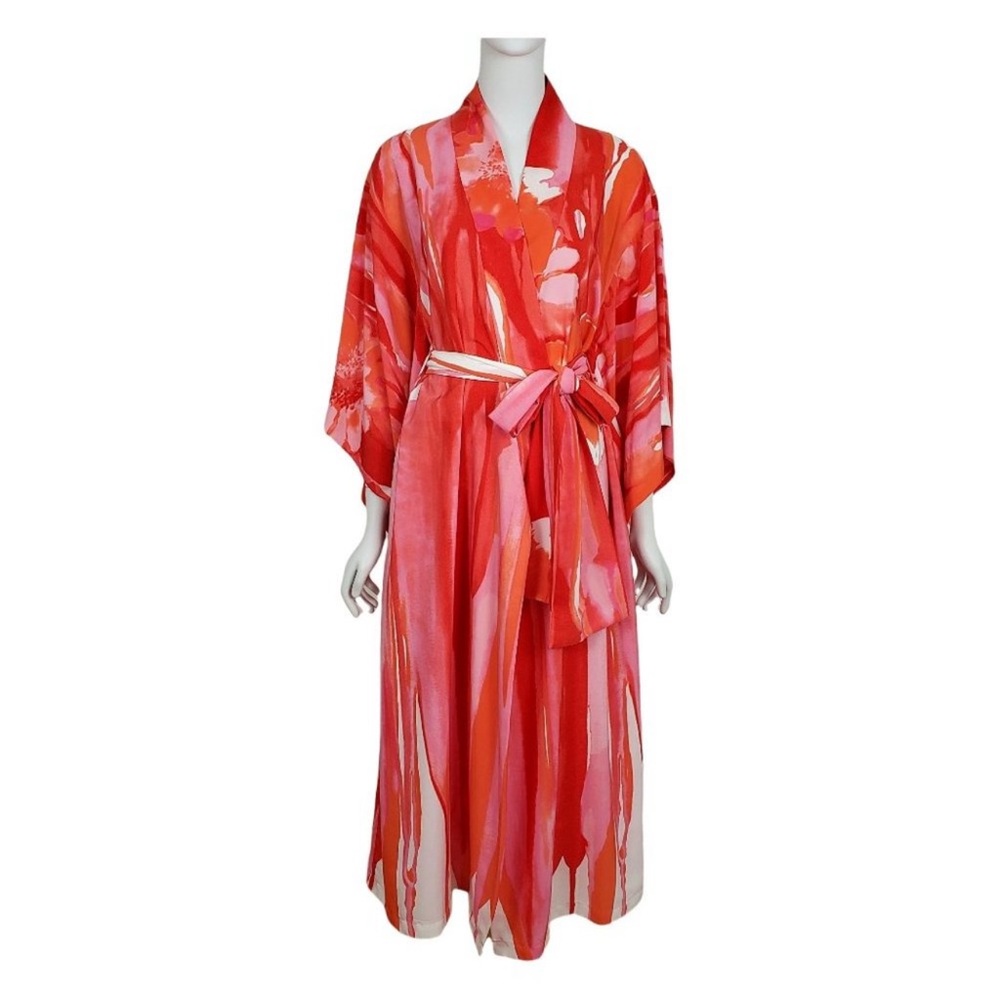 Natori Red and Pink Floral Robe